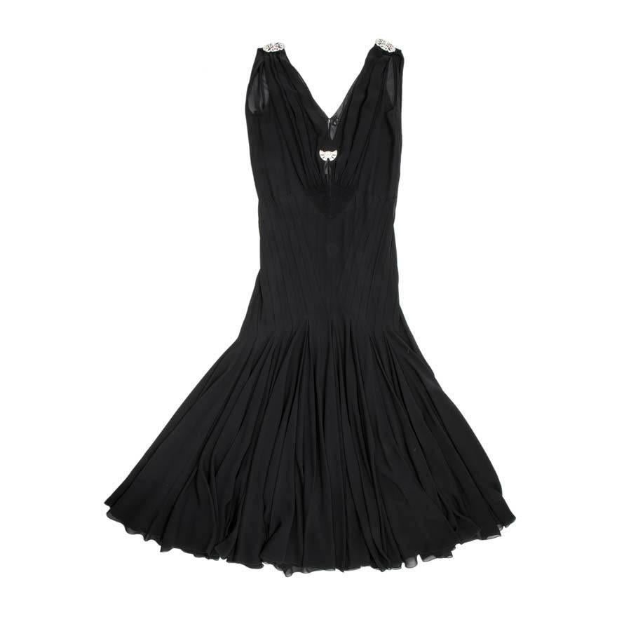 Christian Dior By John Galliano Evening Dress in Black Silk Size 38EU