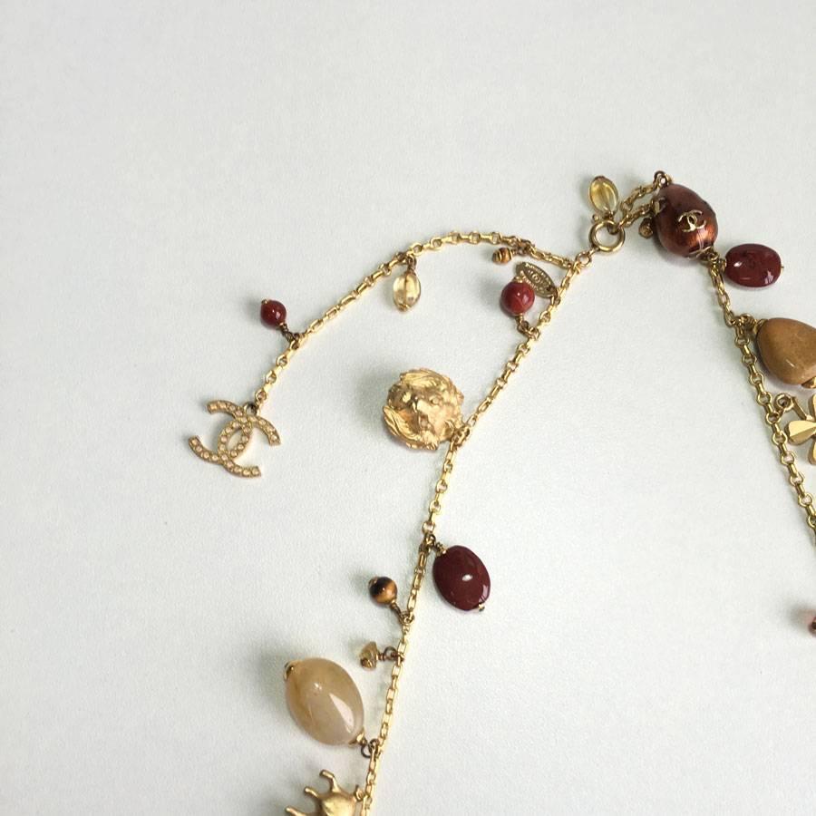 Chanel Couture Chain Necklace in Gilded Metal with Charms In Excellent Condition In Paris, FR