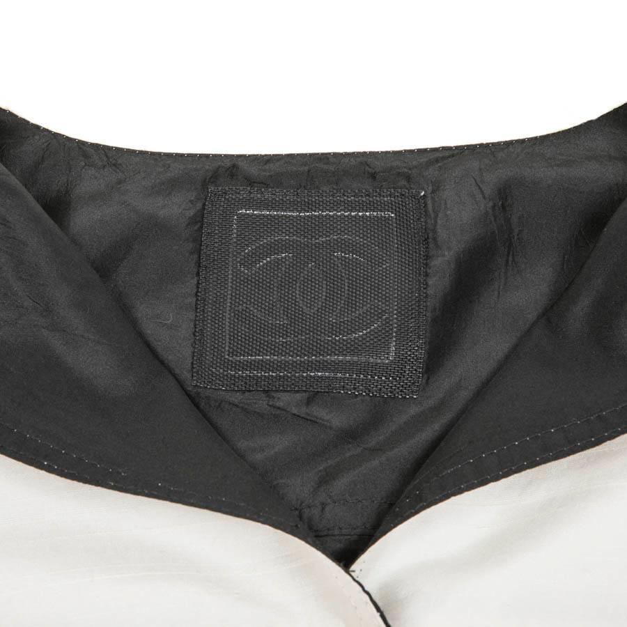 Women's Chanel Reversible Jacket in Black and Ivory Shantung Silk, Size 38 EU