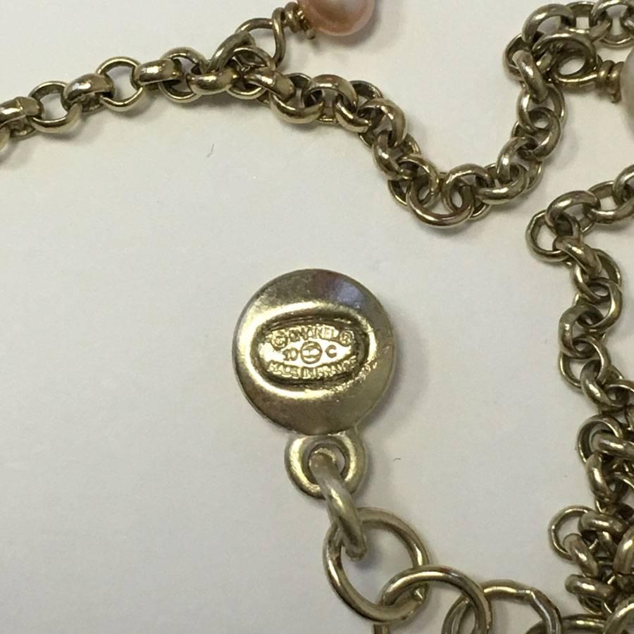 CHANEL Gilded Metal Chain Necklace with a Flower Pendant set with Rhinestones 2