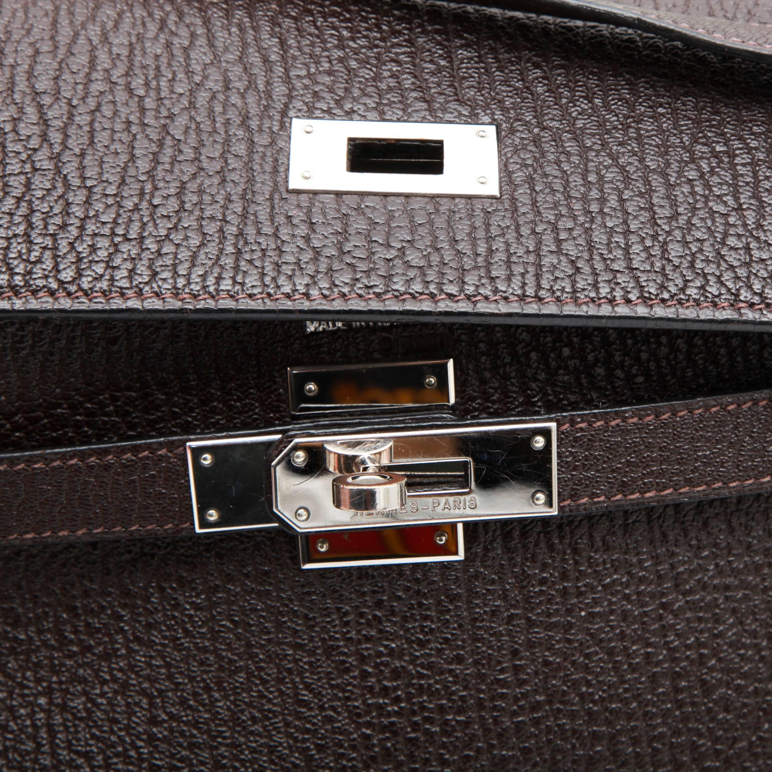 Hermes Kelly II 35 in Brown Grained Leather with Saddle Stitching 1