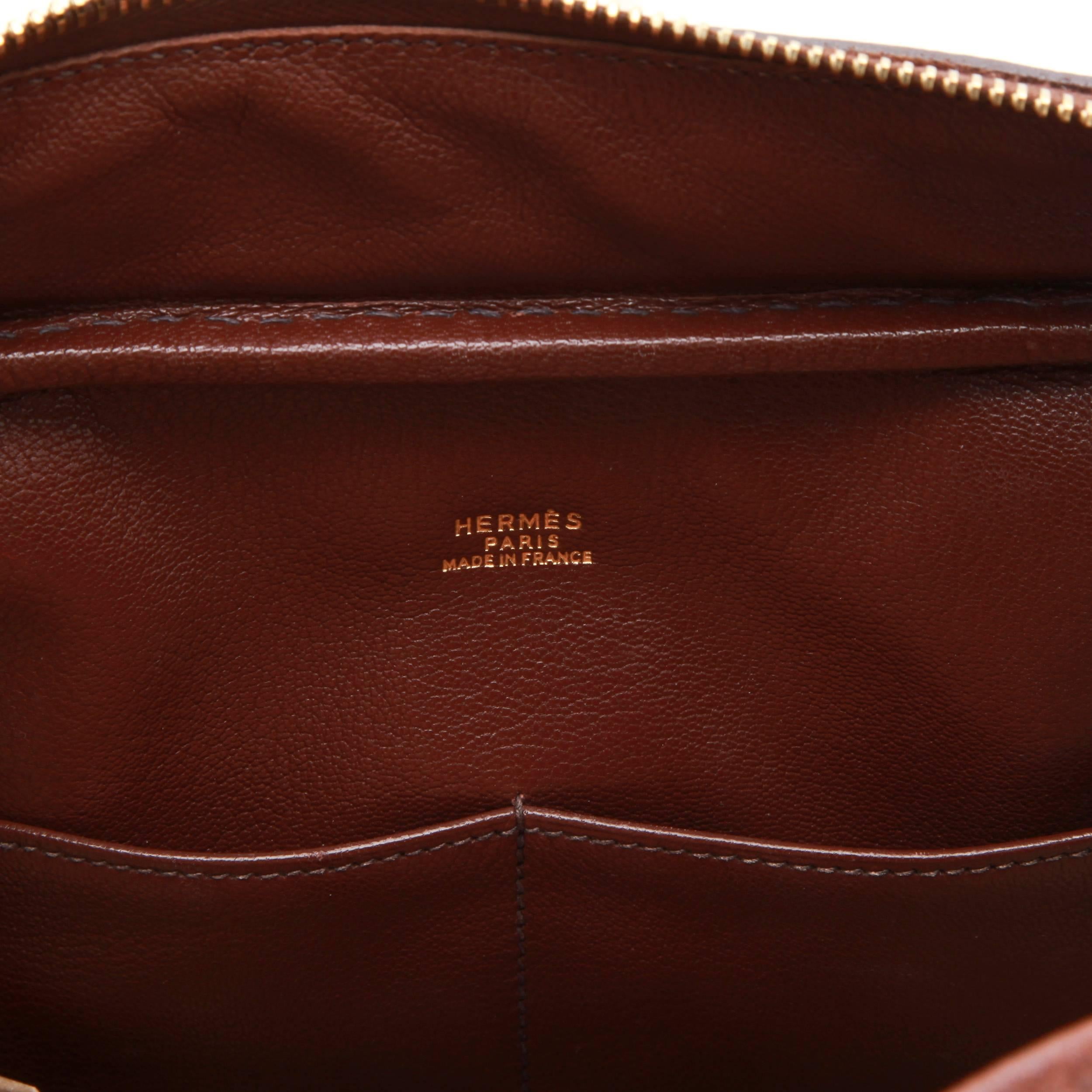 HERMES 'plume' Bag in Brown Grained Leather 3