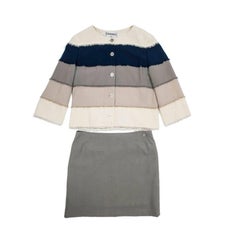 Used CHANEL Jacket and Skirt Set in Striped Wool Size 40 EU