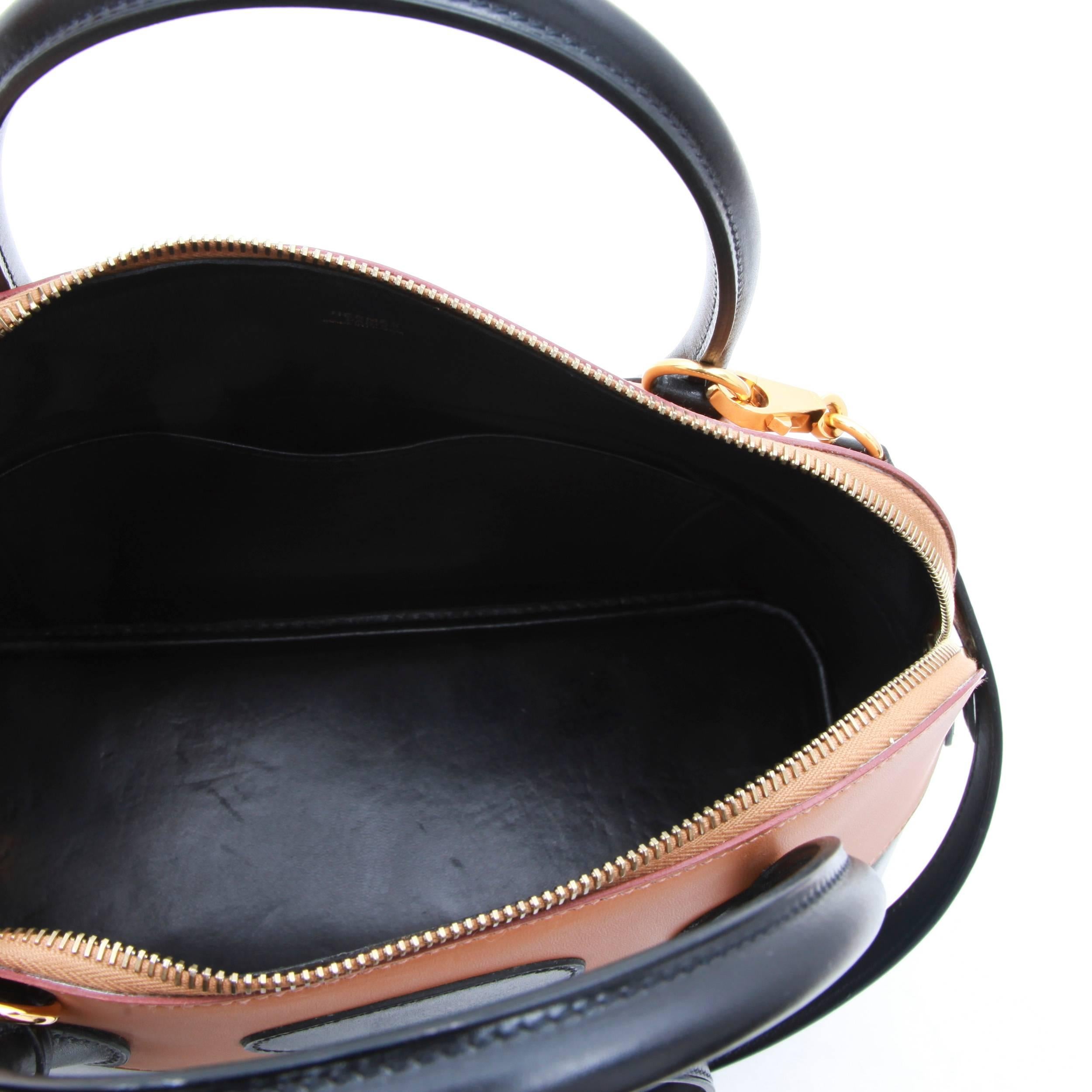 HERMES 'Bolide' Bag in Two-Tone Gold and Black Box Leather 3