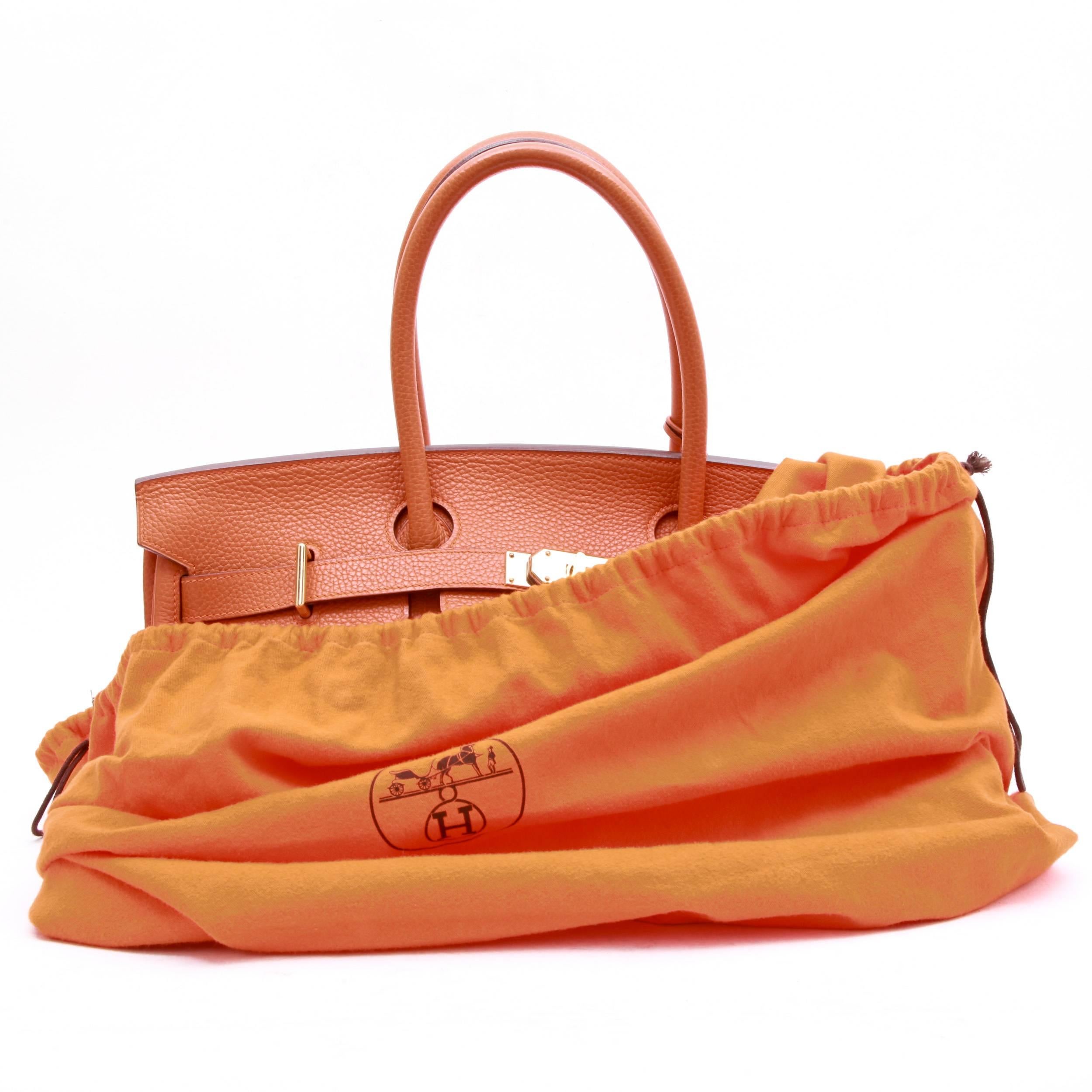 HERMES 'Shoulder' Bag in Orange Taurillon Clémence Leather 6