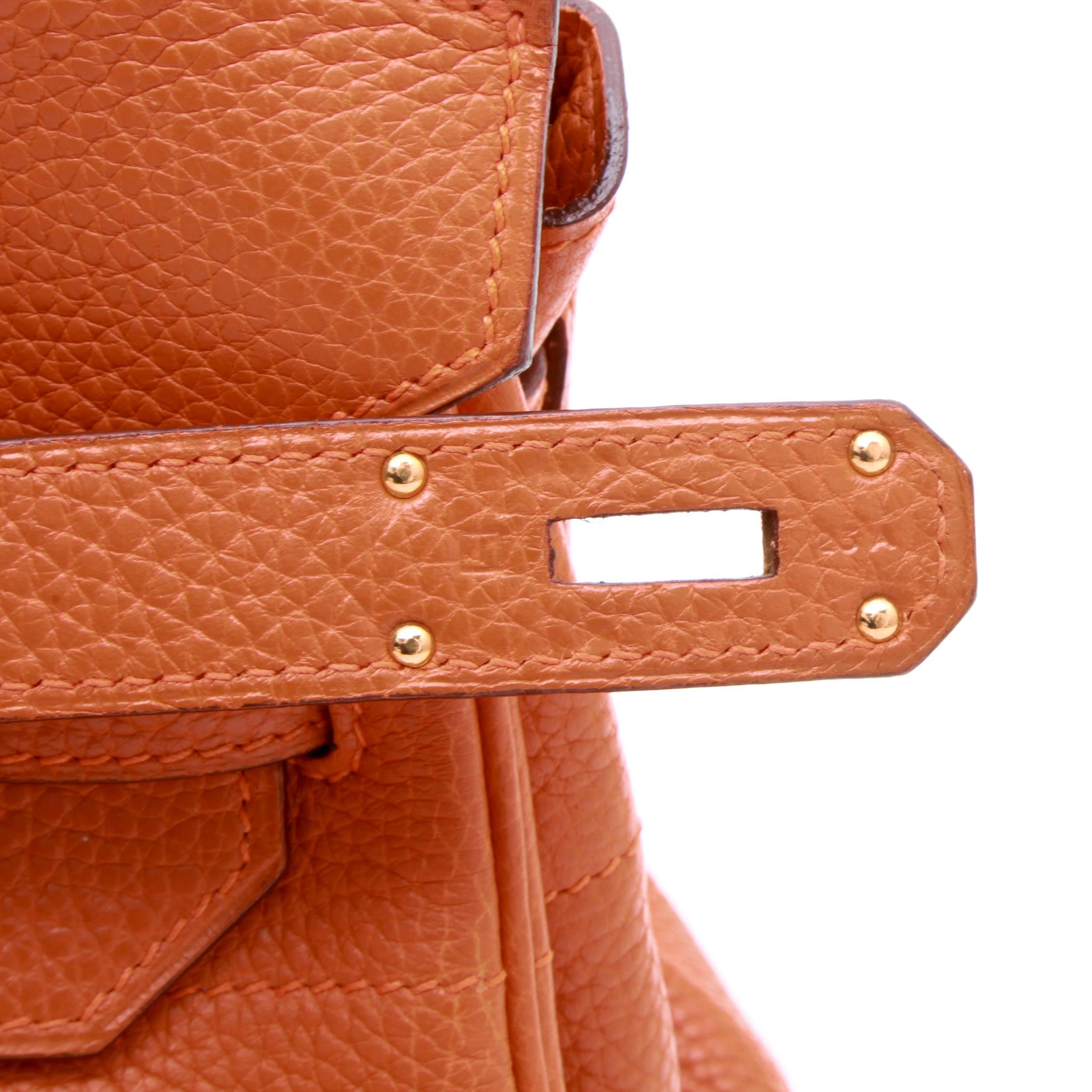 HERMES 'Shoulder' Bag in Orange Taurillon Clémence Leather 4