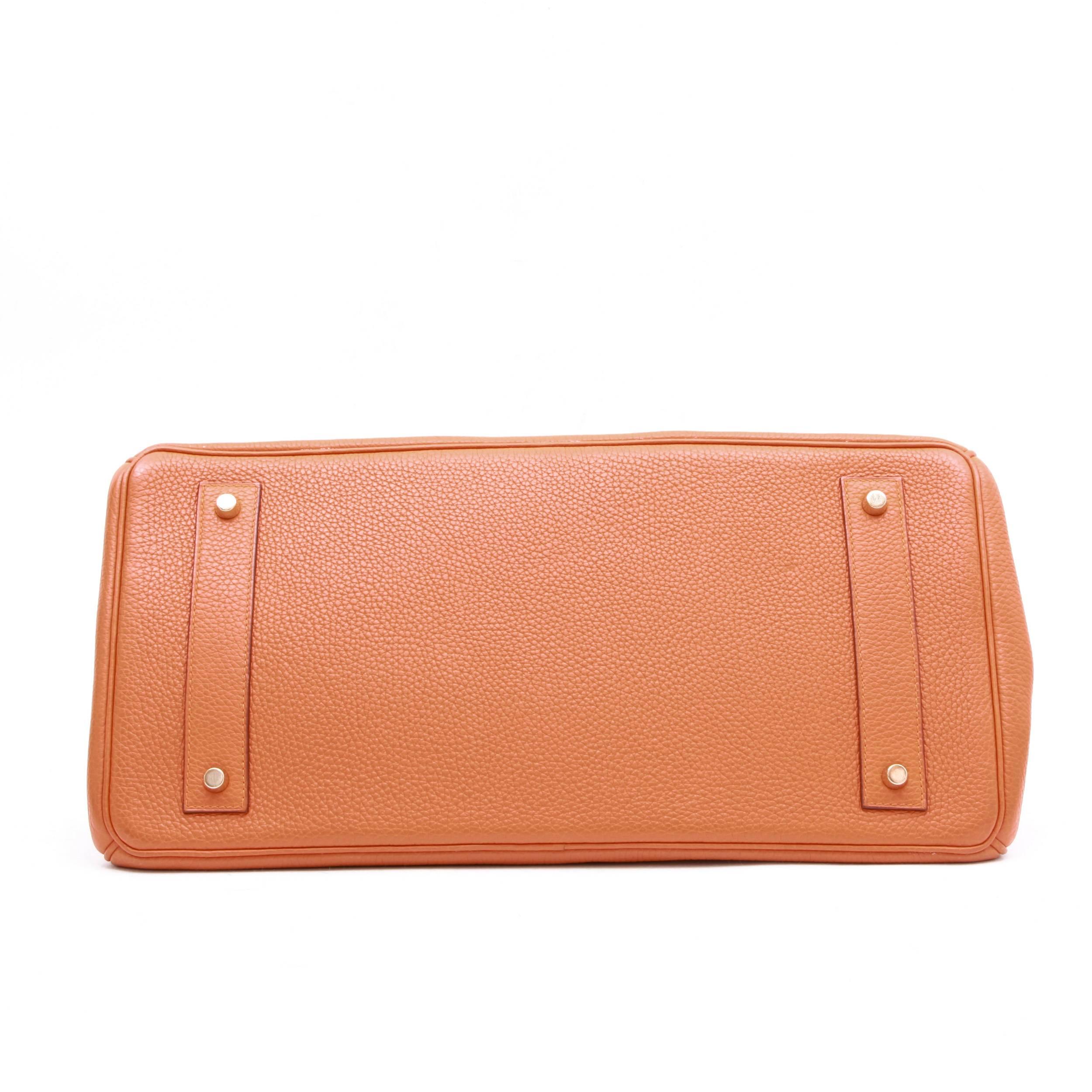 HERMES 'Shoulder' Bag in Orange Taurillon Clémence Leather 1