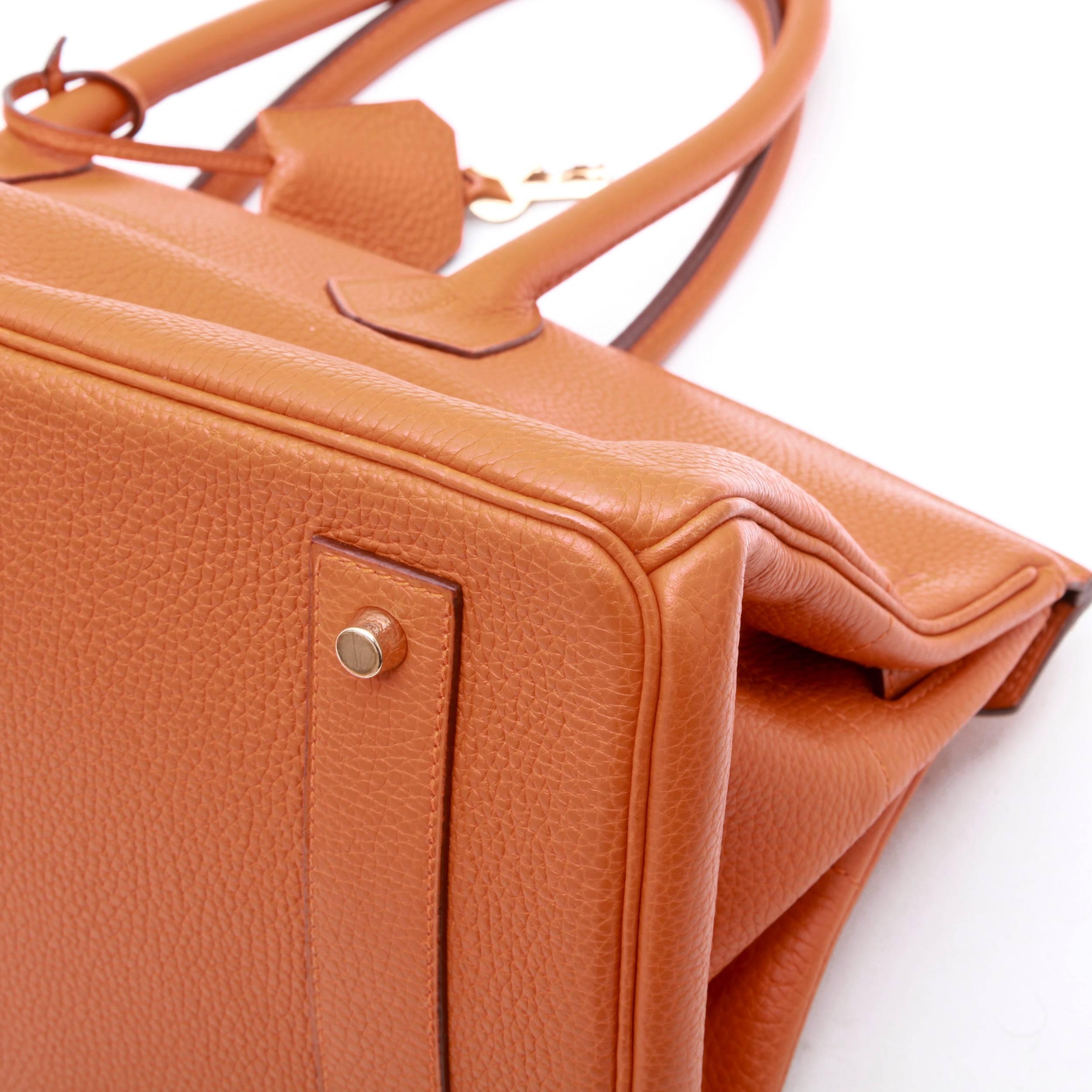 HERMES 'Shoulder' Bag in Orange Taurillon Clémence Leather 3
