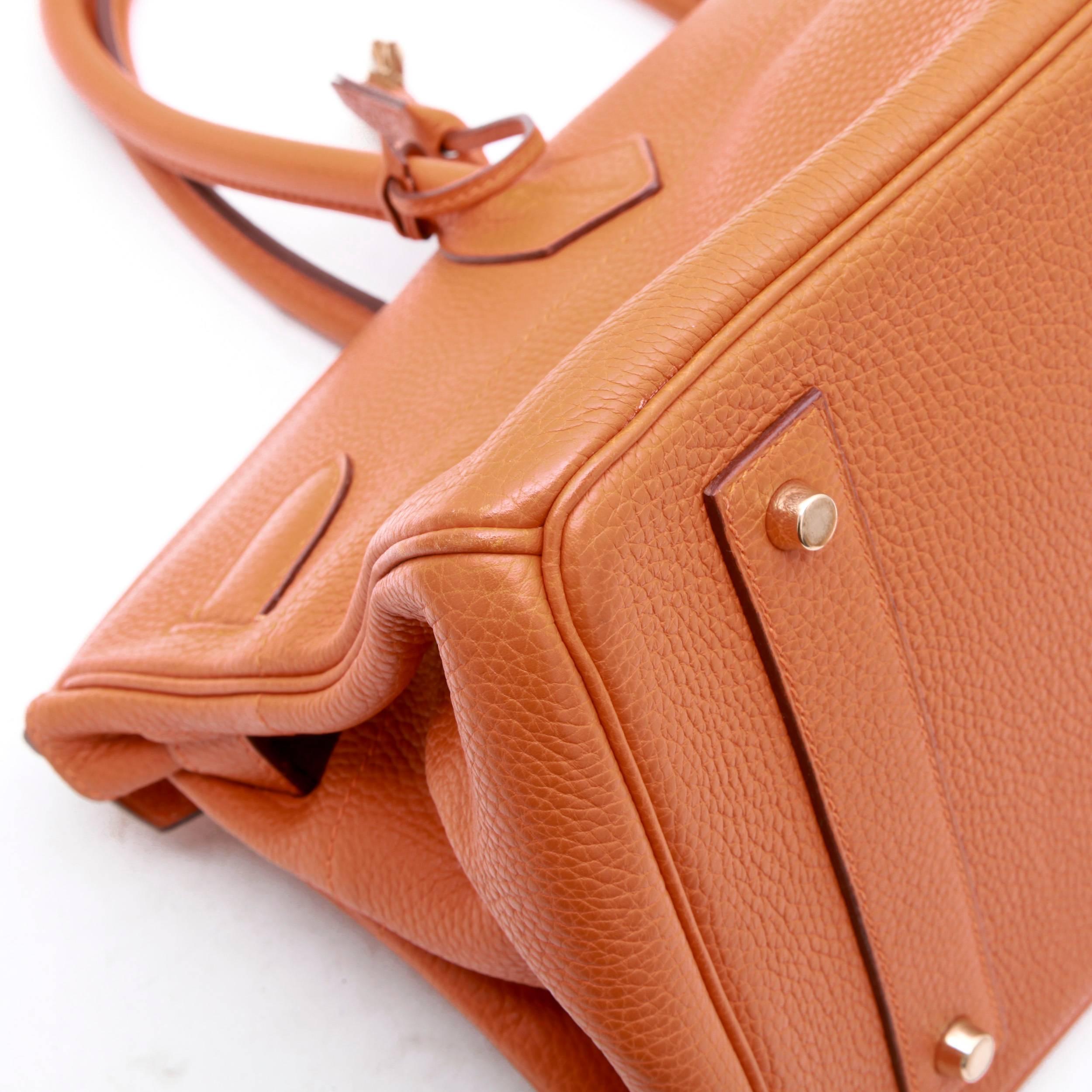 HERMES 'Shoulder' Bag in Orange Taurillon Clémence Leather 2