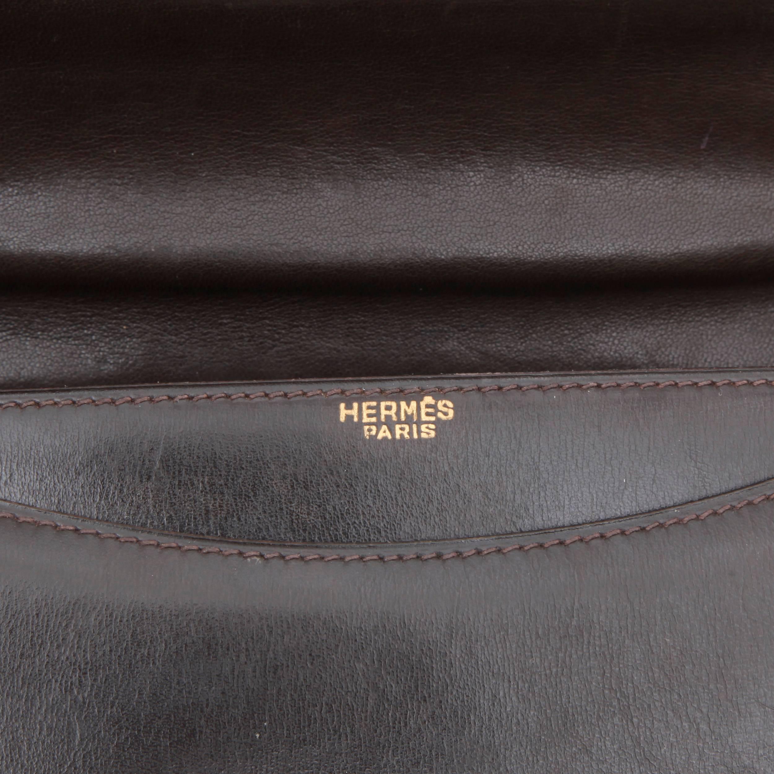 HERMES Vintage 'Constance' Bag in Brown Box Leather 4