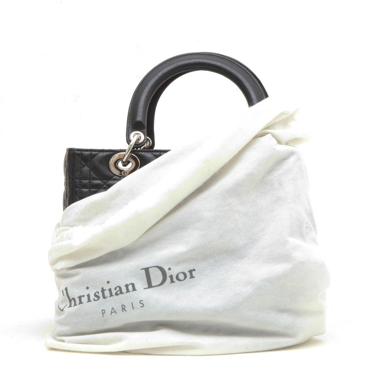 CHRISTIAN DIOR 'Lady Dior' Bag in Black Quilted Leather at 1stDibs