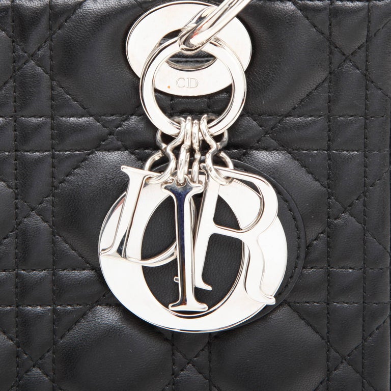 CHRISTIAN DIOR 'Lady Dior' Bag in Black Quilted Leather at 1stDibs