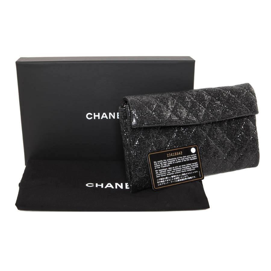 CHANEL Evening Bag in Black Quilted Laminated Leather 6