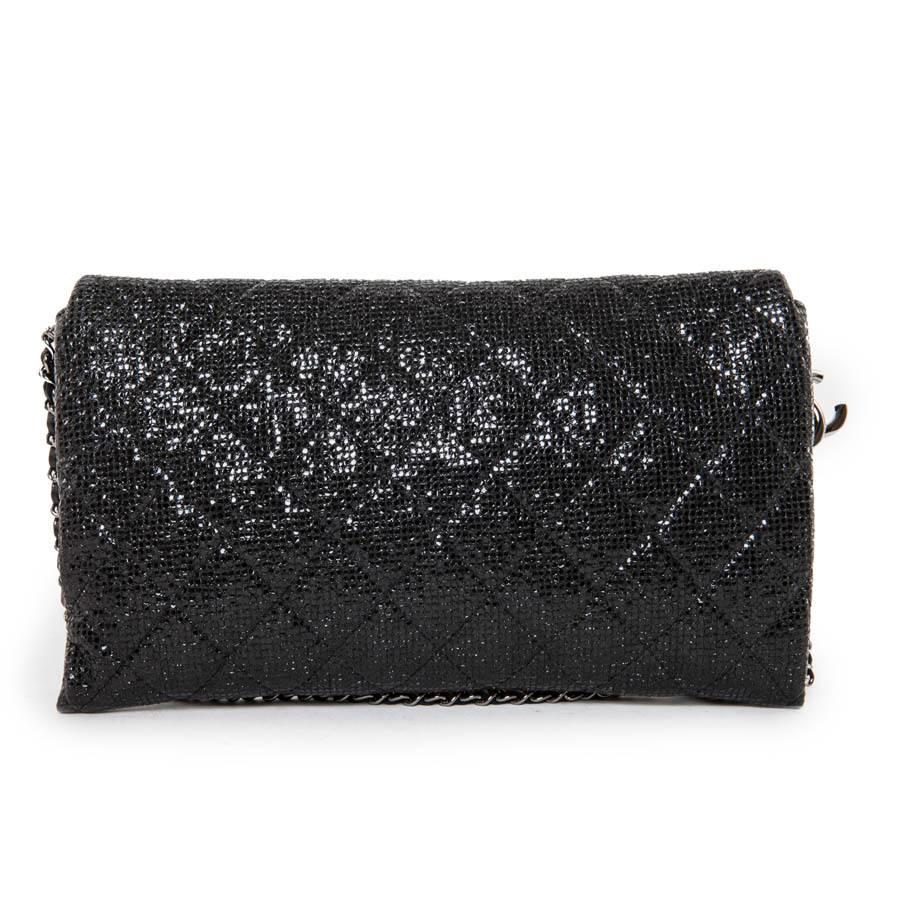 Women's CHANEL Evening Bag in Black Quilted Laminated Leather