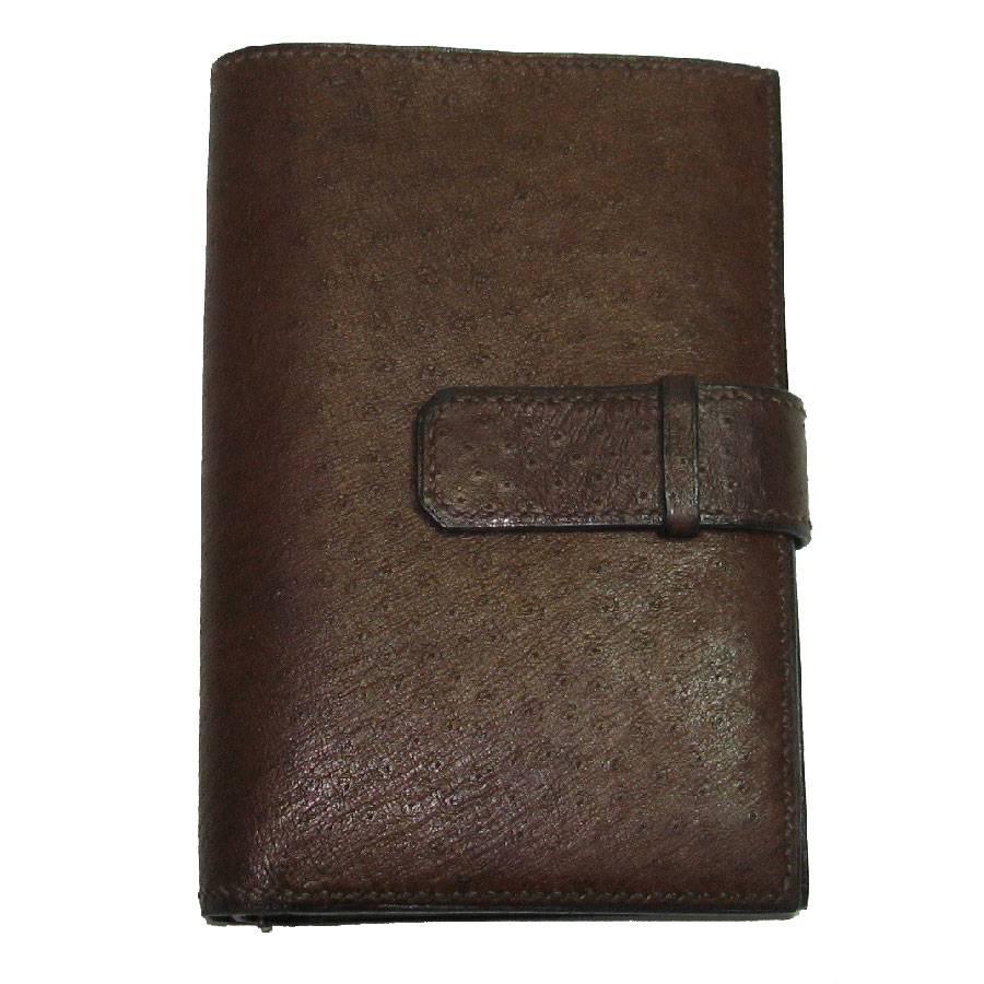 HERMES Wallet in Brown Ostrich Leather