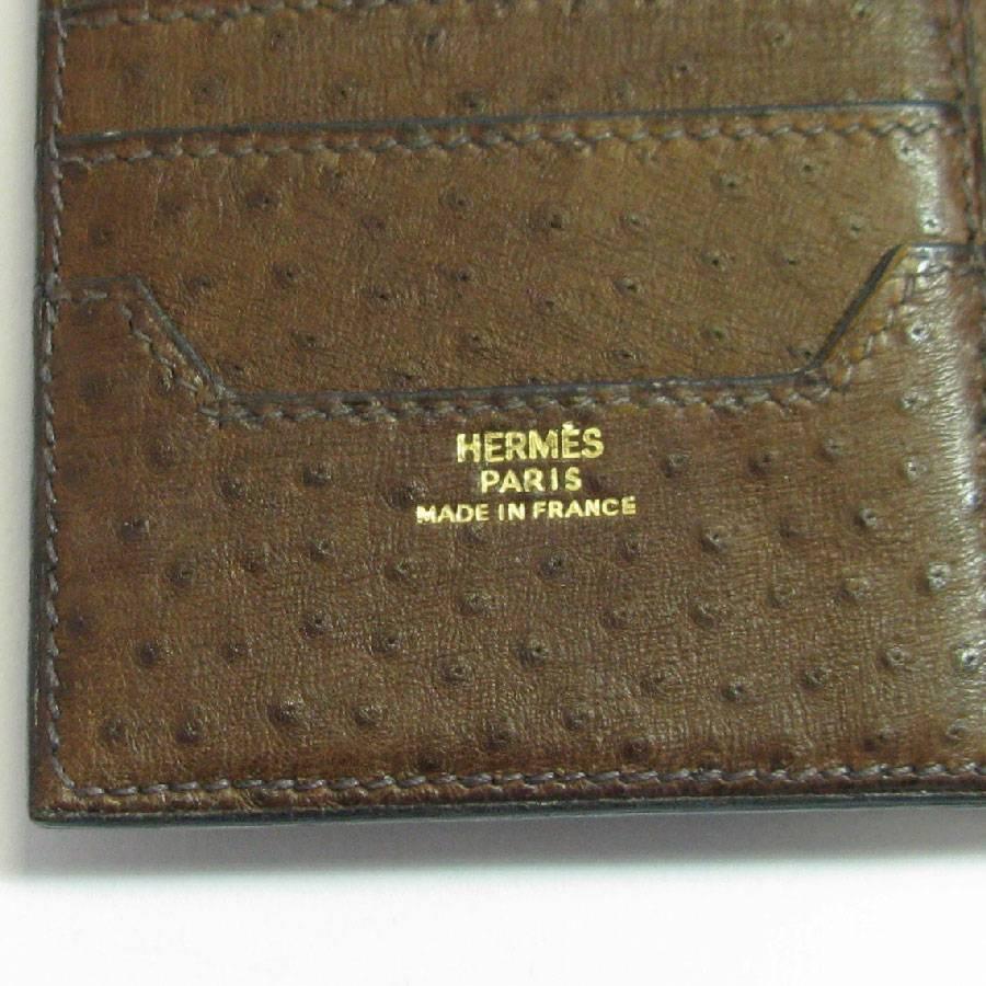 HERMES Wallet in Brown Ostrich Leather 2
