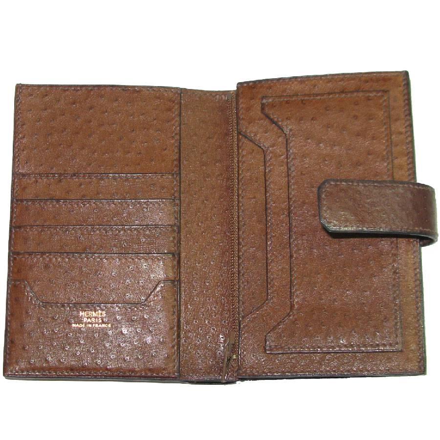 HERMES Wallet in Brown Ostrich Leather 1