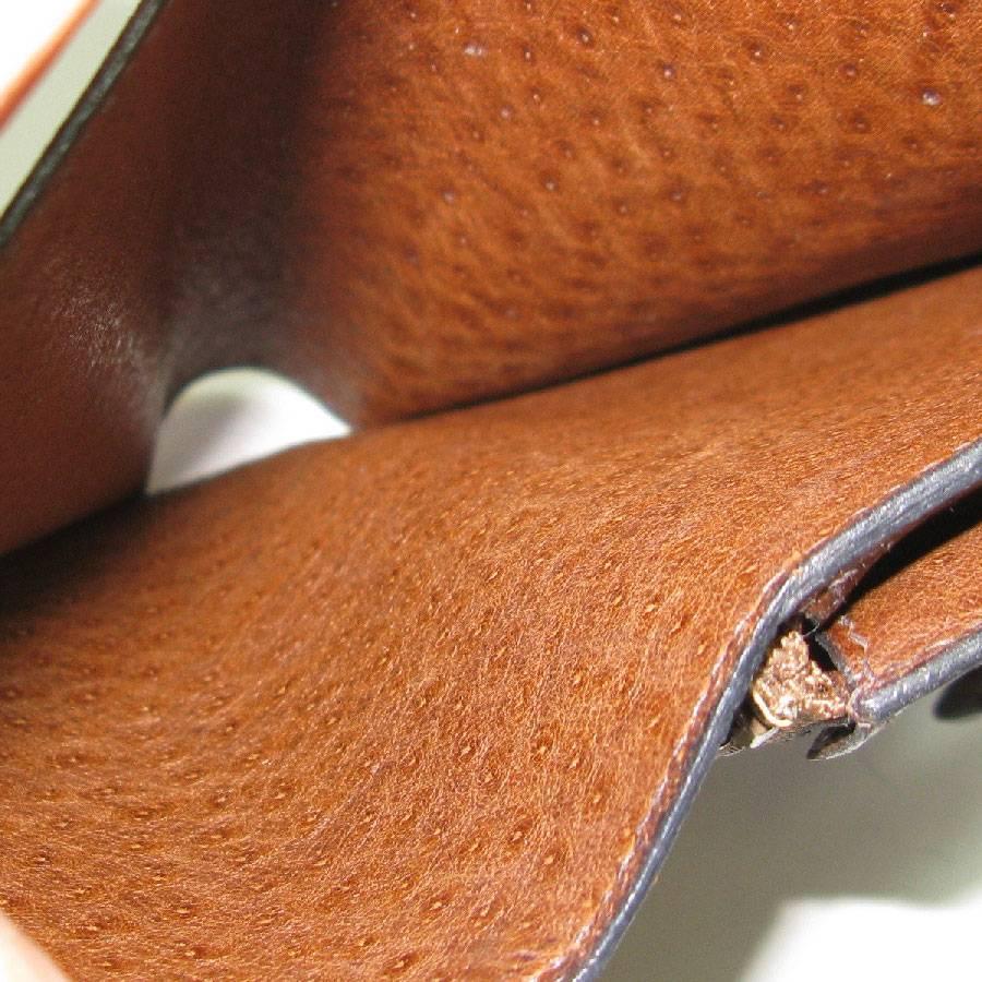HERMES Wallet in Brown Ostrich Leather 3