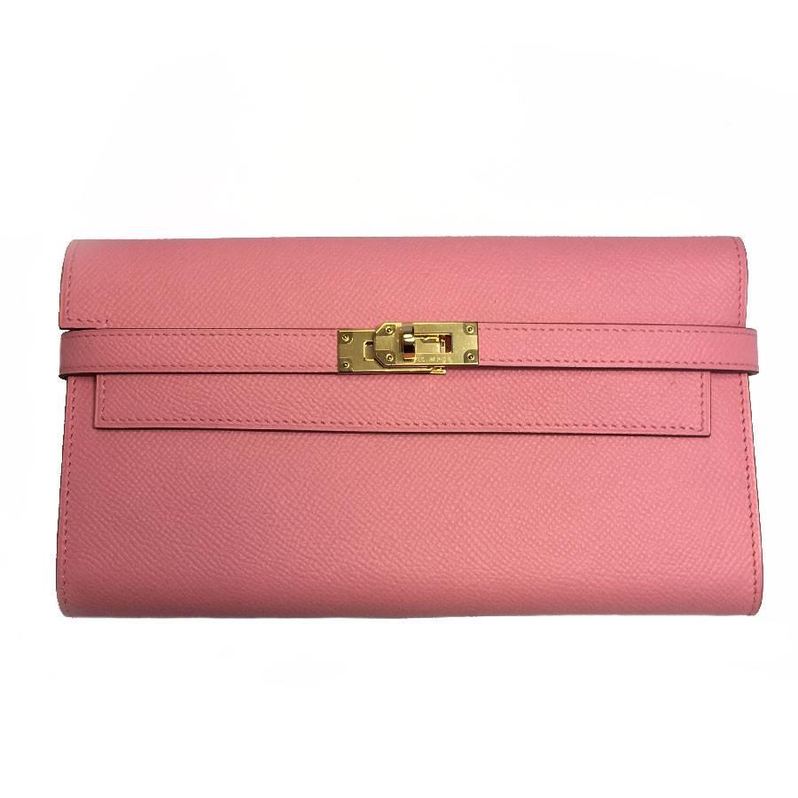 Hermes Kelly Wallet in Confetti Pink Epsom Calfskin Leather