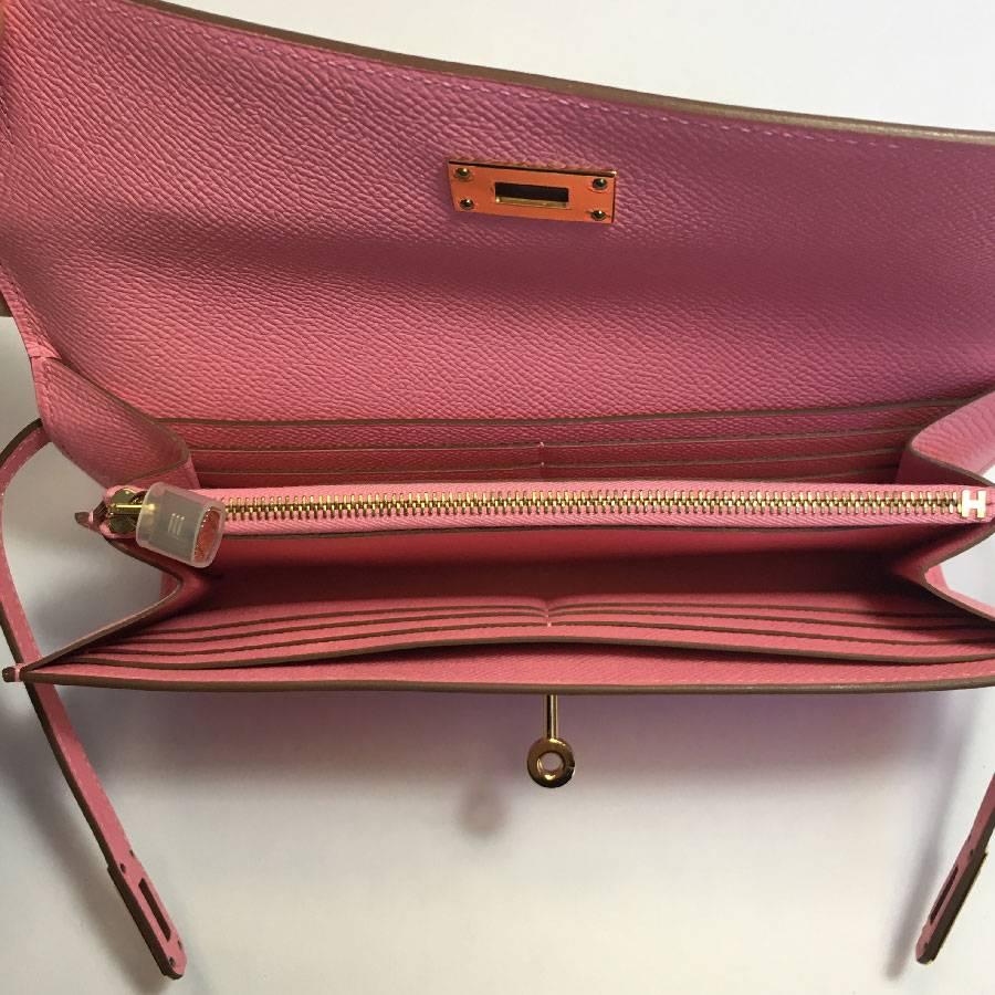 Hermes Kelly Wallet in Confetti Pink Epsom Calfskin Leather 1