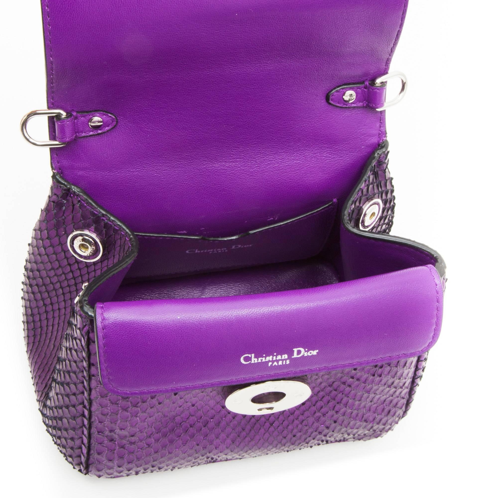 Christian Dior Metallic Purple Python Double Flap Bag  2