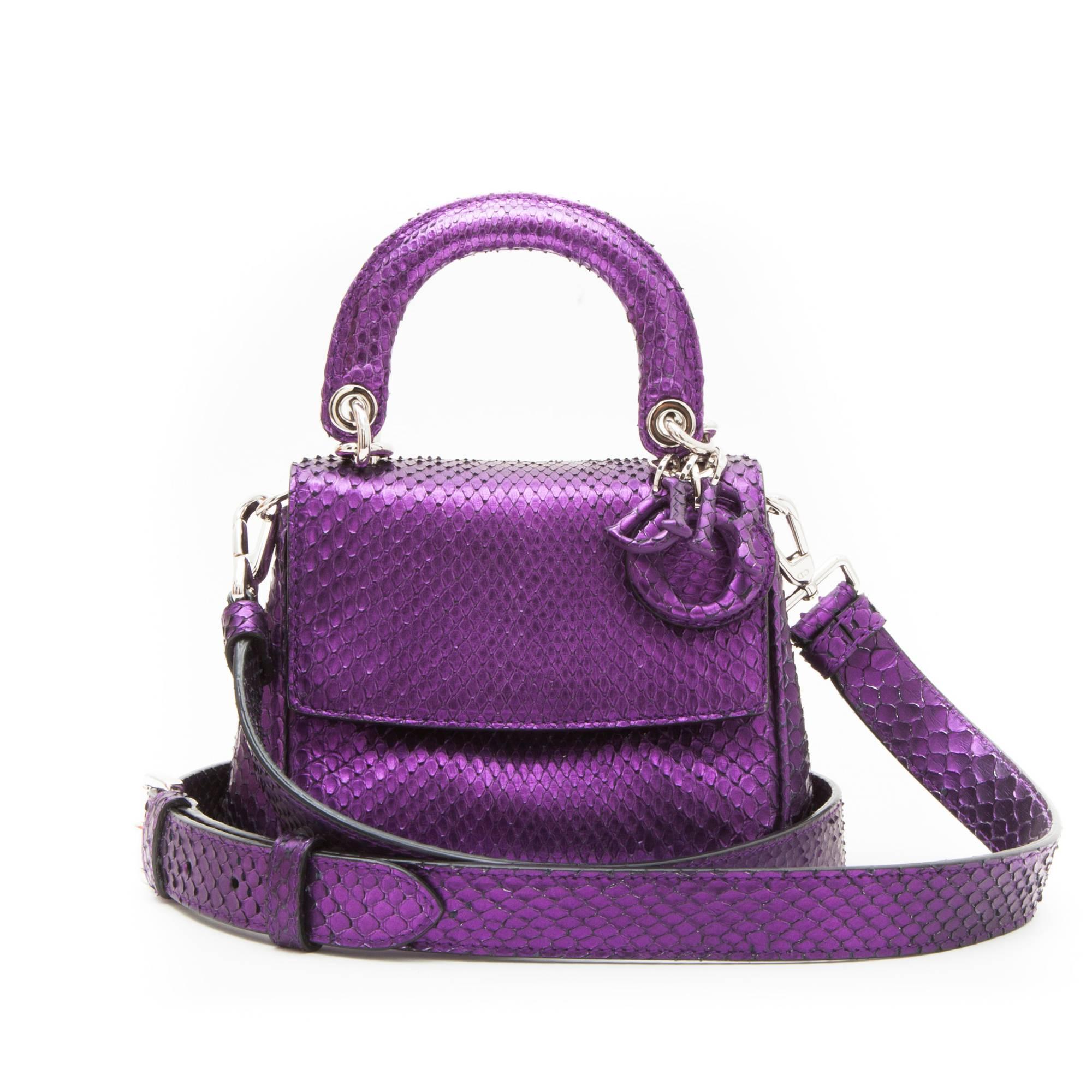 Christian Dior Metallic Purple Python Double Flap Bag  3