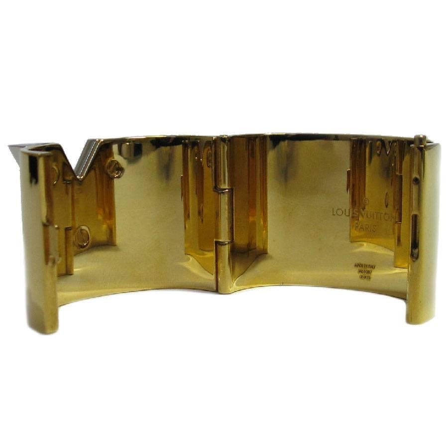 Women's LOUIS VUITTON 'Essential V' Cuff Bracelet in Golden Finish Brass