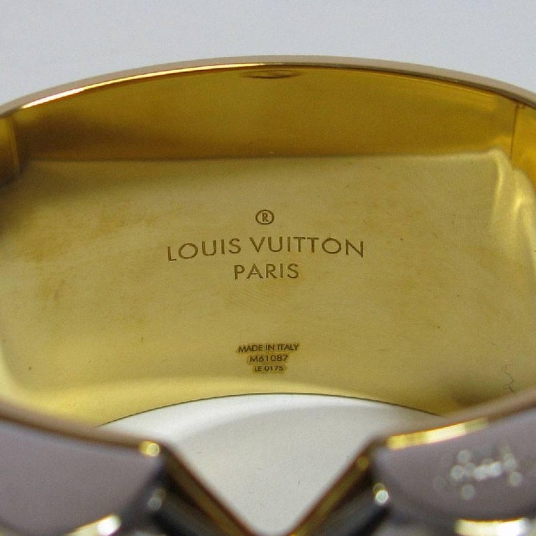 LOUIS VUITTON 'Essential V' Cuff Bracelet in Golden Finish Brass 2
