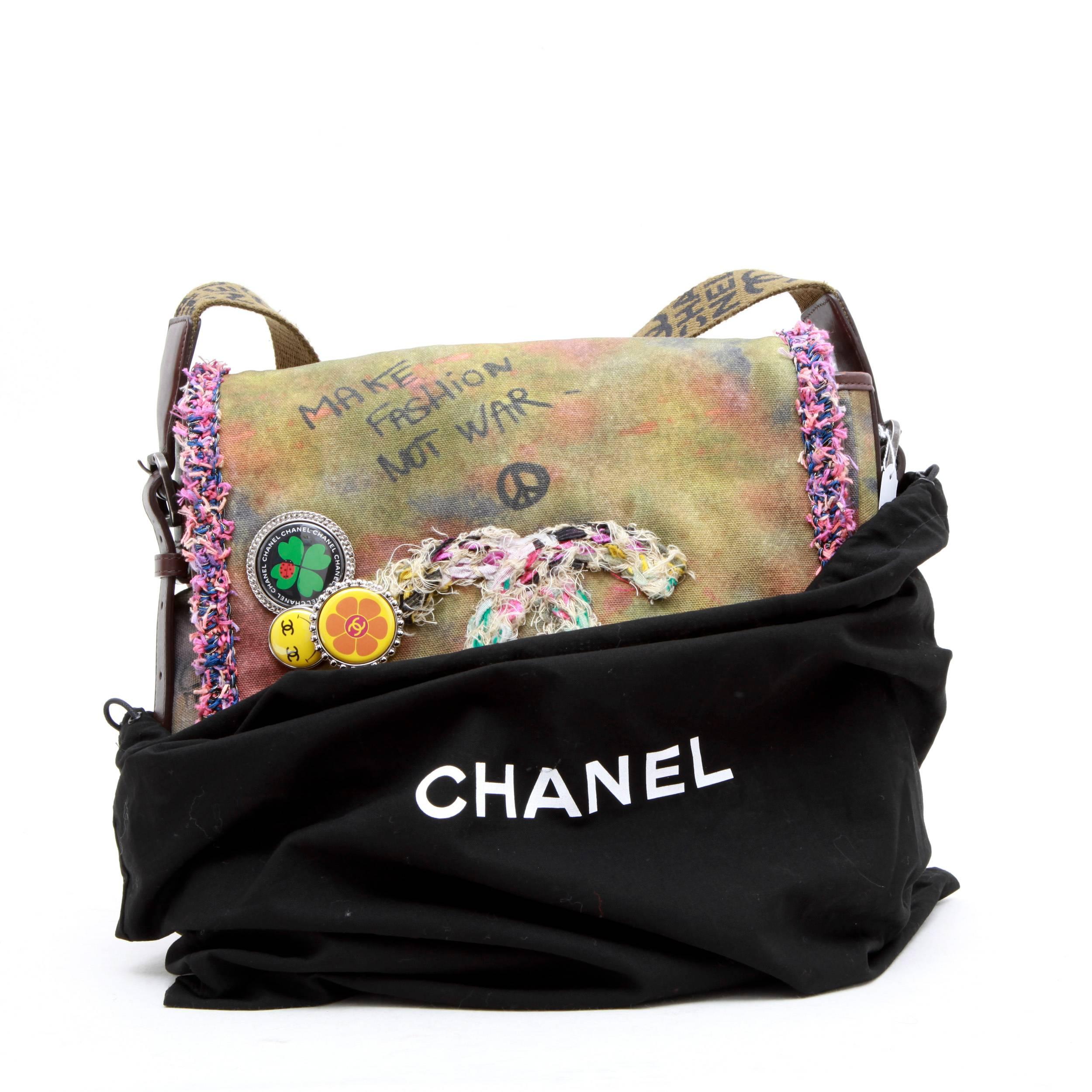 CHANEL  'Peace & Love' Shoulder Bag in Khaki Canvas 2