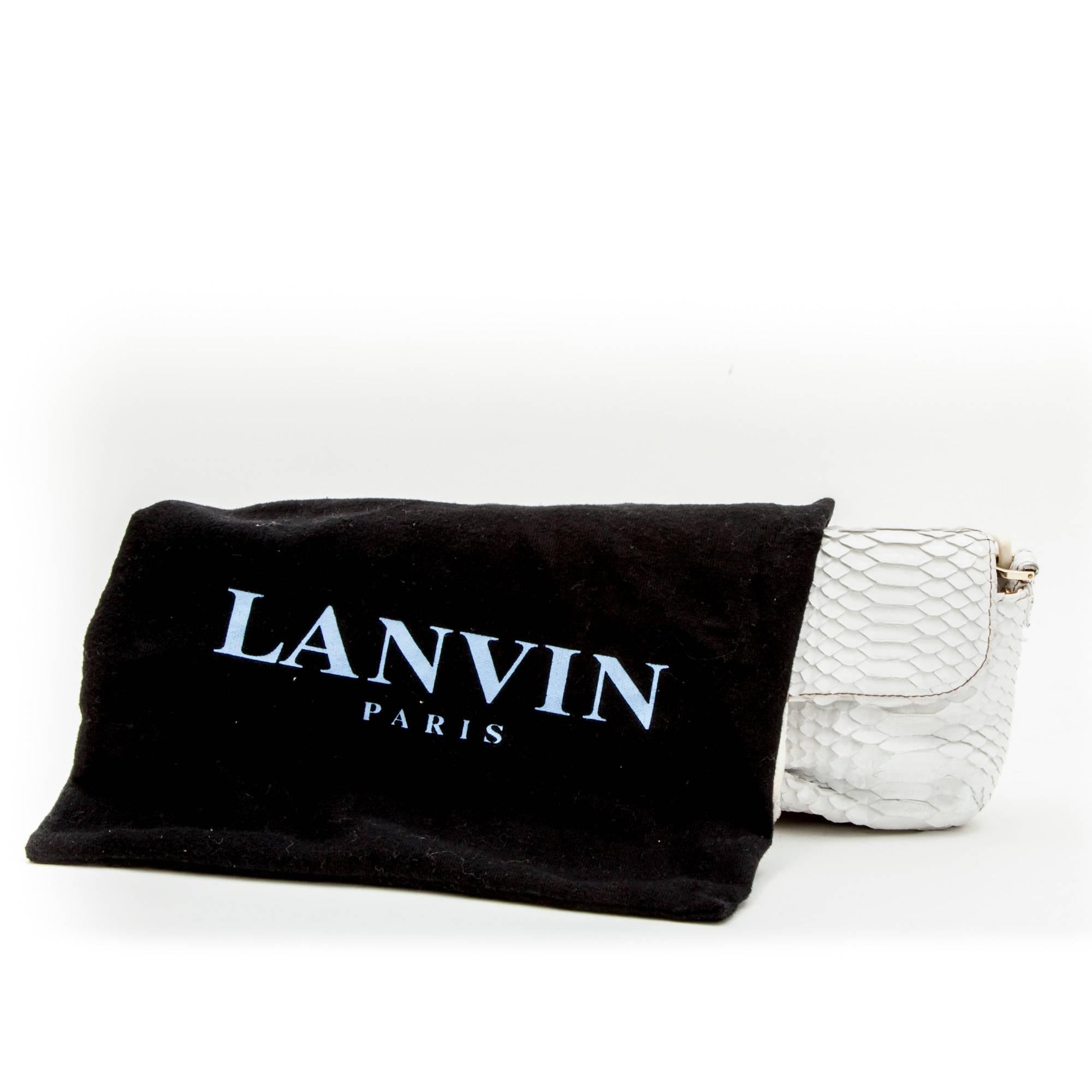 LANVIN Baguette Bag in White Python Leather 6