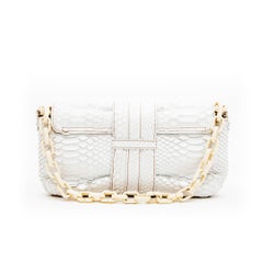 LANVIN Baguette Bag in White Python Leather