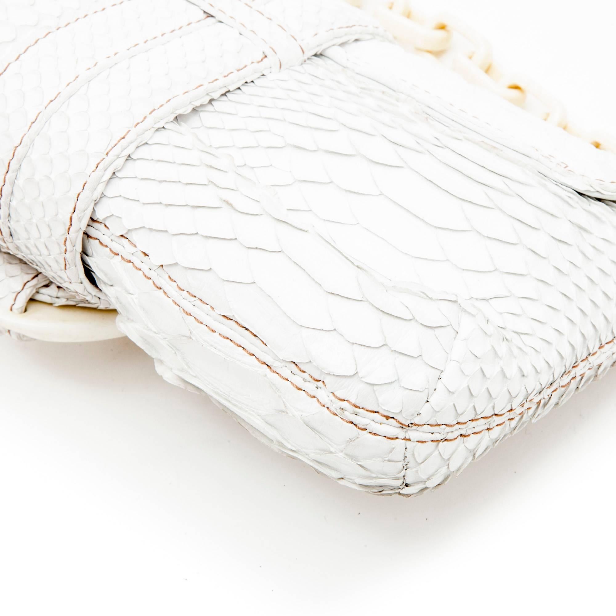 LANVIN Baguette Bag in White Python Leather 4