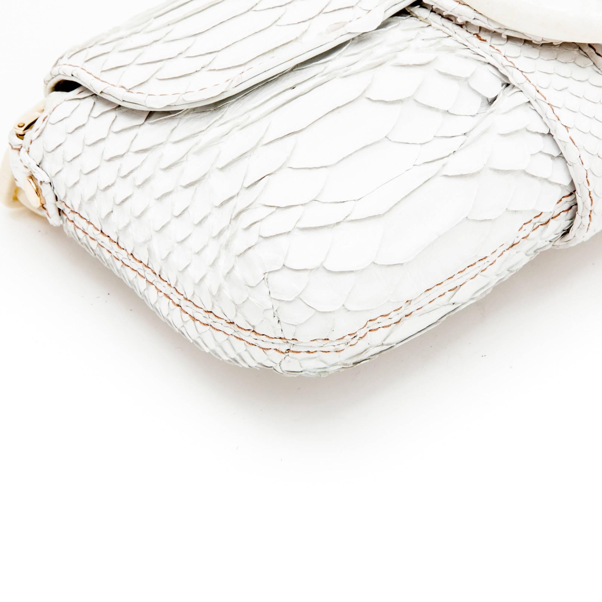 LANVIN Baguette Bag in White Python Leather 1