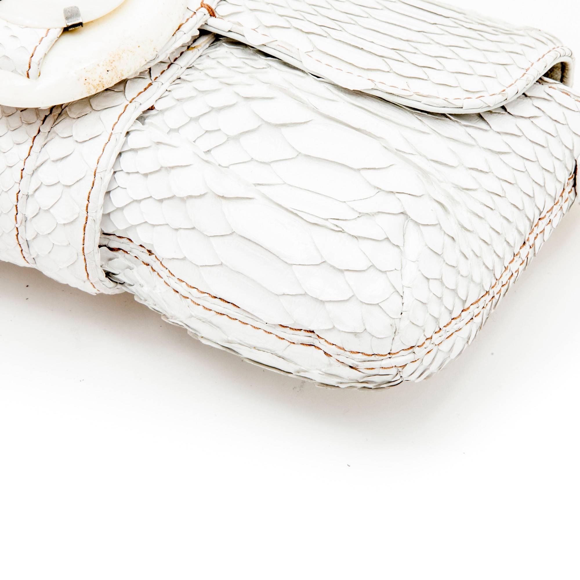 LANVIN Baguette Bag in White Python Leather 2