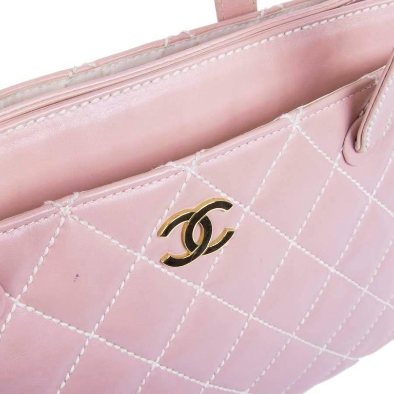CHANEL Bag in Pink Quilted Smooth Leather with a White Stitching at 1stDibs pink quilted
