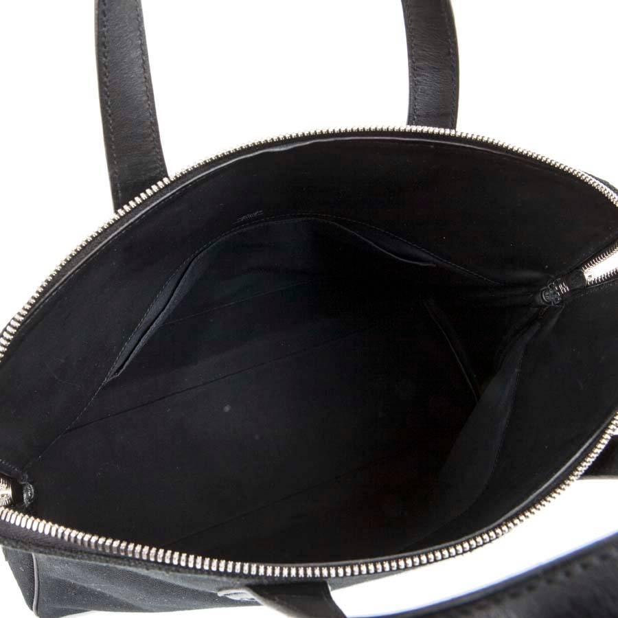 HERMES Bag in Black Canvas and Black Leather Handles 3