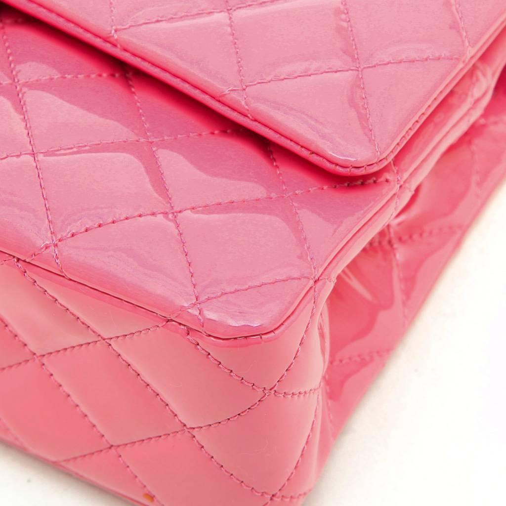 CHANEL 'Timeless' Double Flap Bag in Pink Patent Leather 1