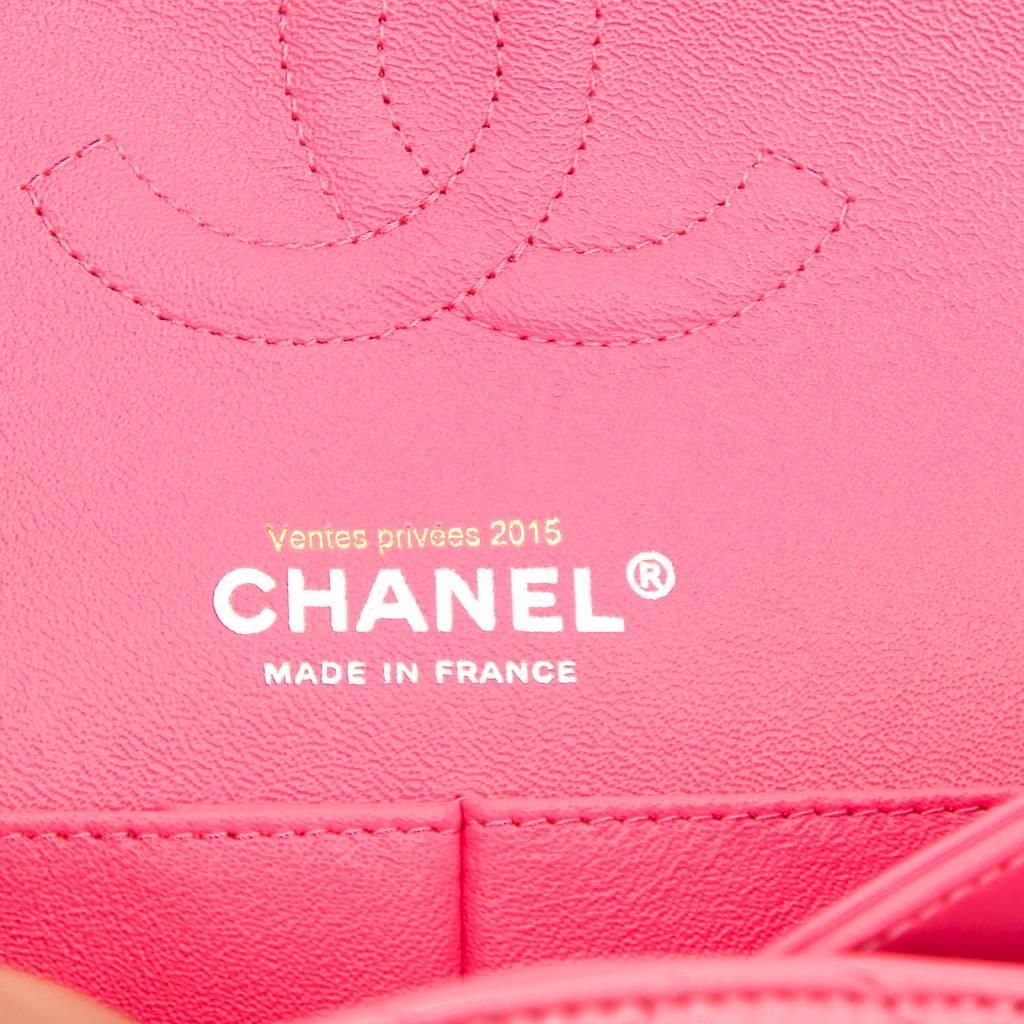CHANEL 'Timeless' Double Flap Bag in Pink Patent Leather 4
