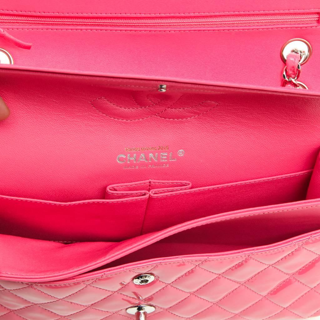 CHANEL 'Timeless' Double Flap Bag in Pink Patent Leather 5