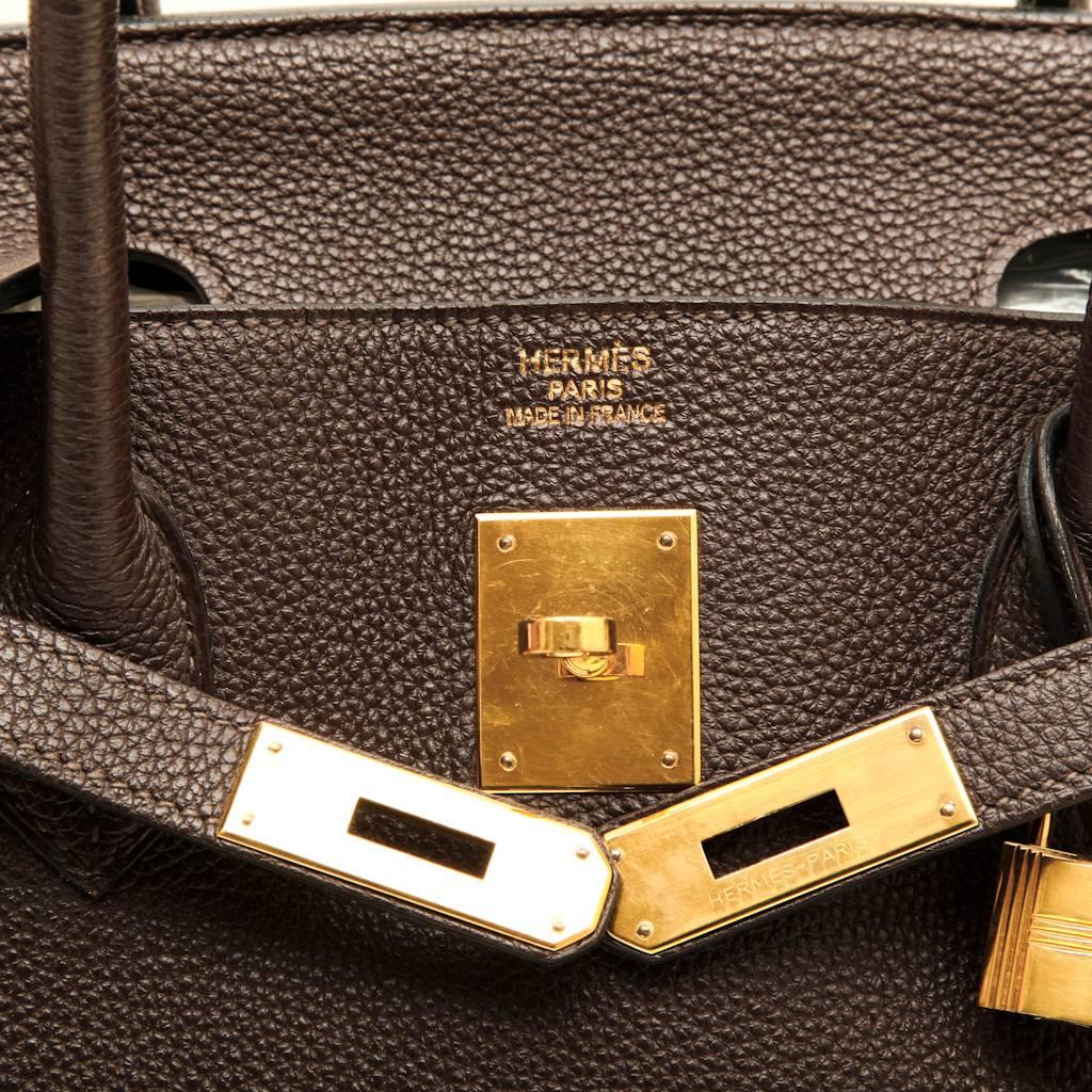 HERMES Birkin 40 in Brown Taurillon Clémence Leather In Excellent Condition In Paris, FR