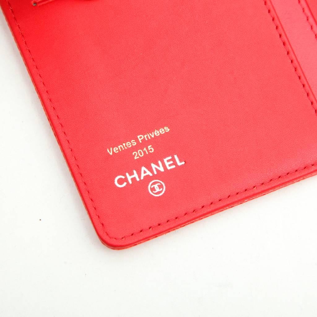 CHANEL Card Holder in Coral Grained leather 3