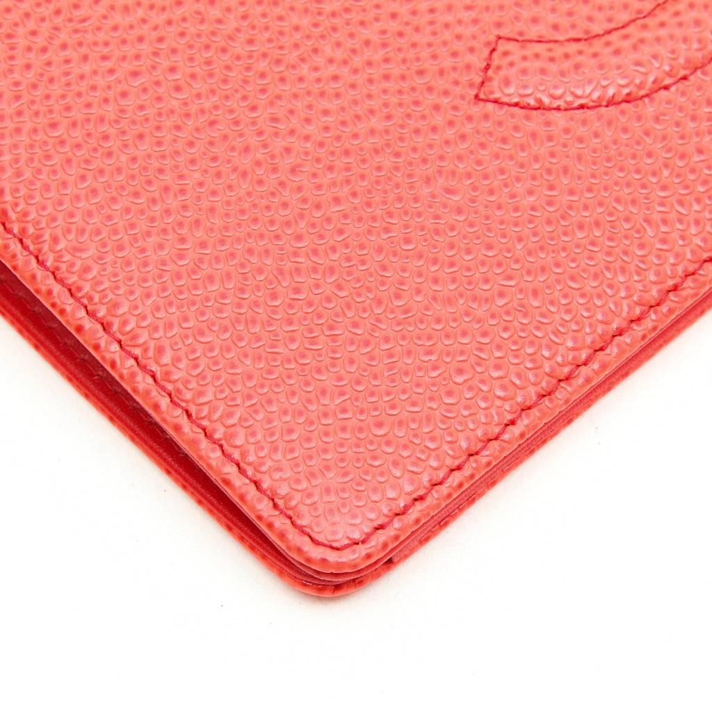 Women's CHANEL Card Holder in Coral Grained leather