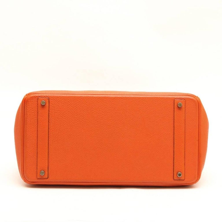HERMES Birkin 40 Bag in Orange Togo Leather For Sale at 1stdibs