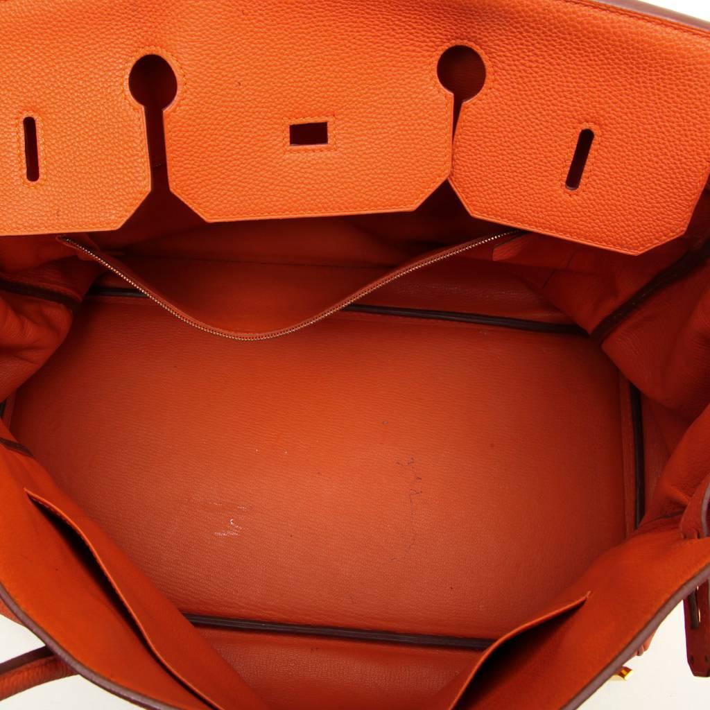 HERMES Birkin 40 Bag in Orange Togo Leather 1