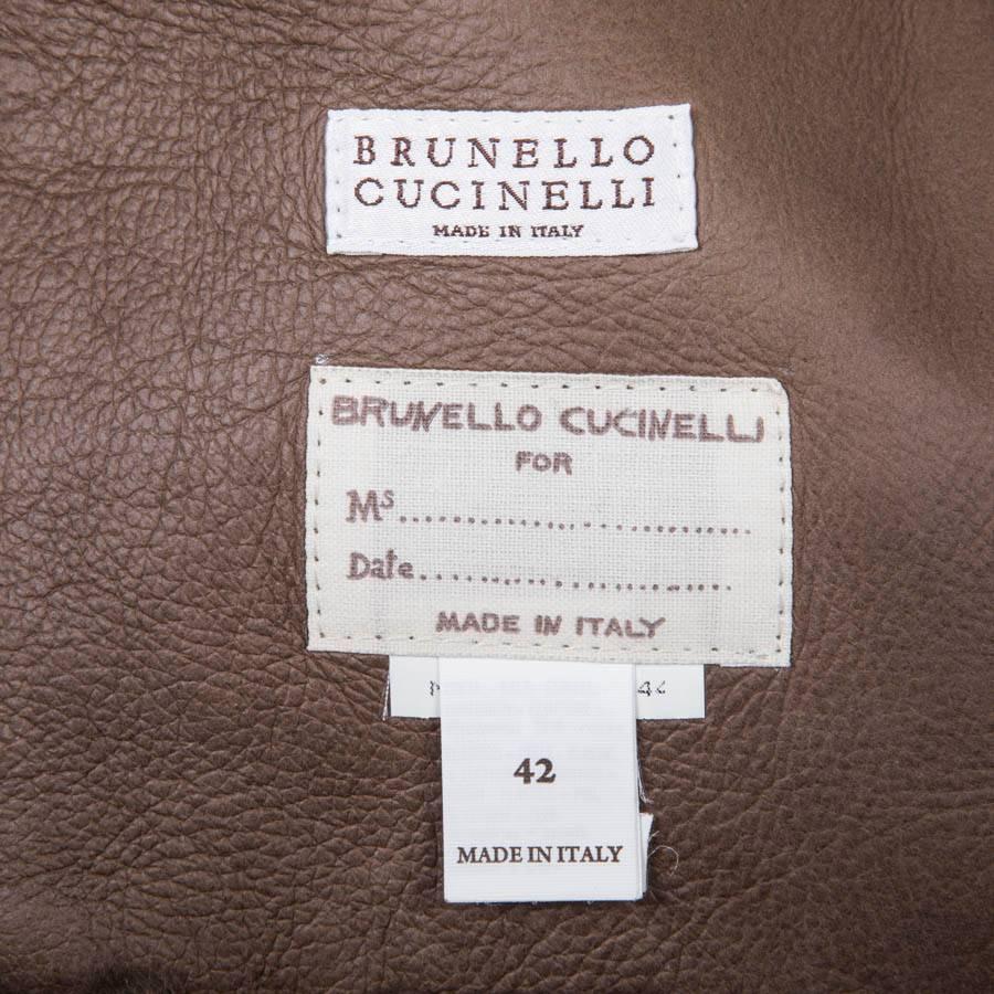 Brunello Cucinelli Vest Jacket in Brown Turned Sheep Size 42IT 1