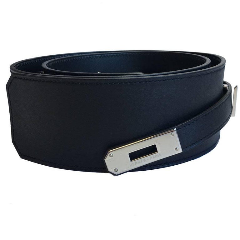 Hermes Belt &quot;Diane&quot; in Black Swift Leather Size 85 For Sale at 1stdibs