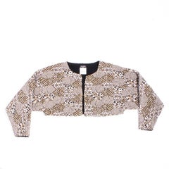 Chanel "Paris Dubaï" Bolero Jacket in White and Gold Stretch Cotton Size 38FR