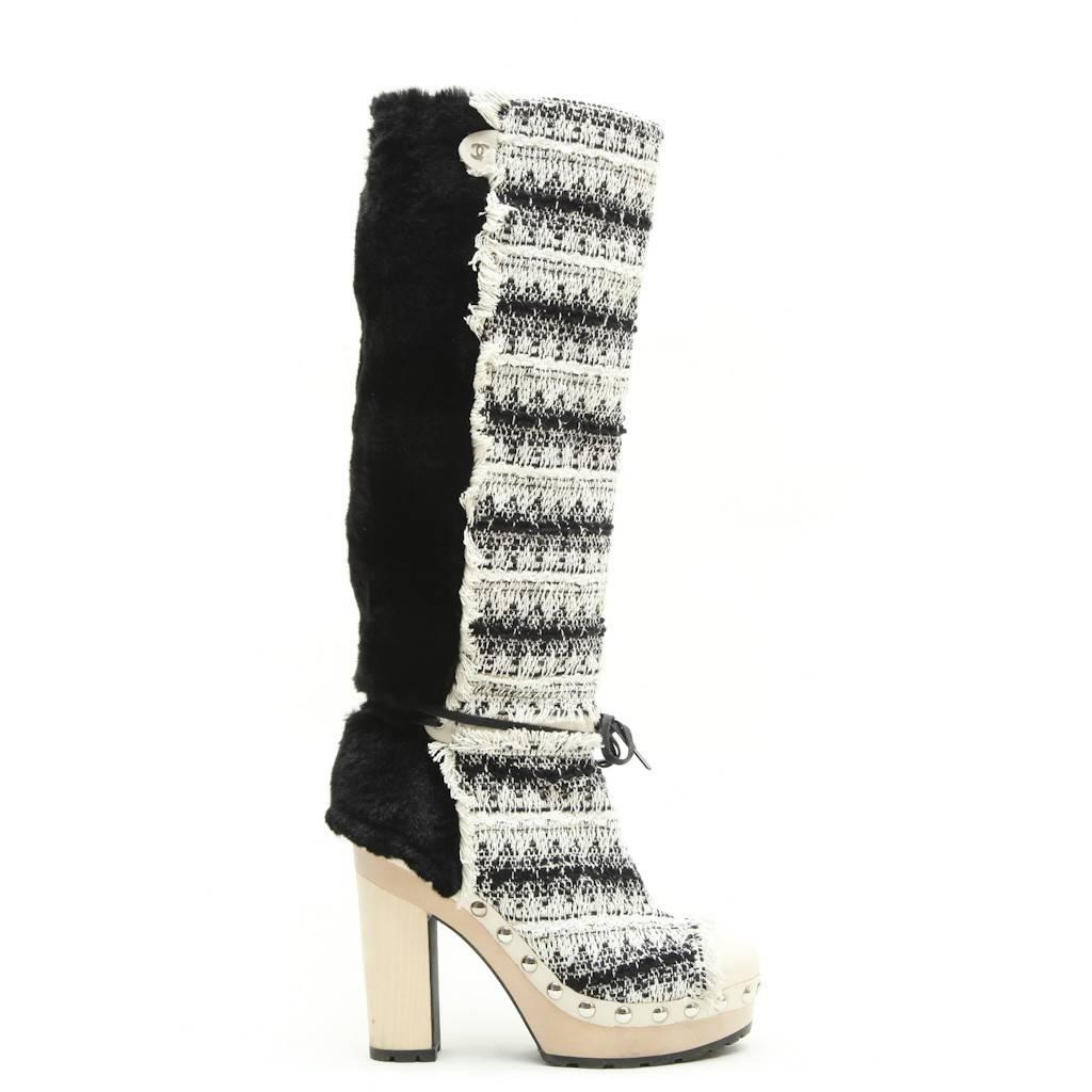 chanel fur boots