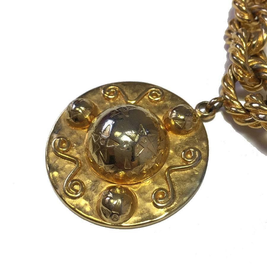CELINE Vintage Necklace in Gilded Metal In Good Condition In Paris, FR