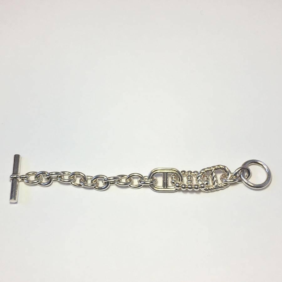 HERMES 'Parade' Chain Bracelet in Sterling Silver In Excellent Condition In Paris, FR